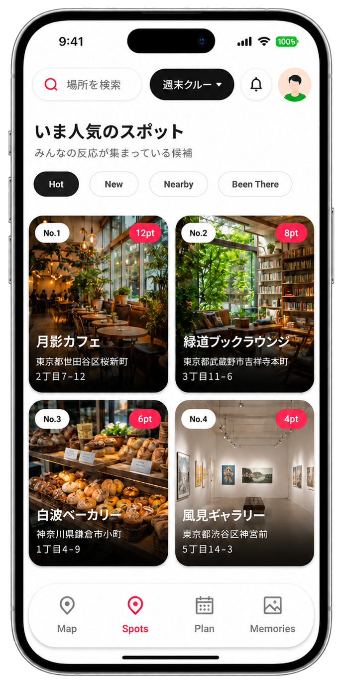 スポットのランキング画面